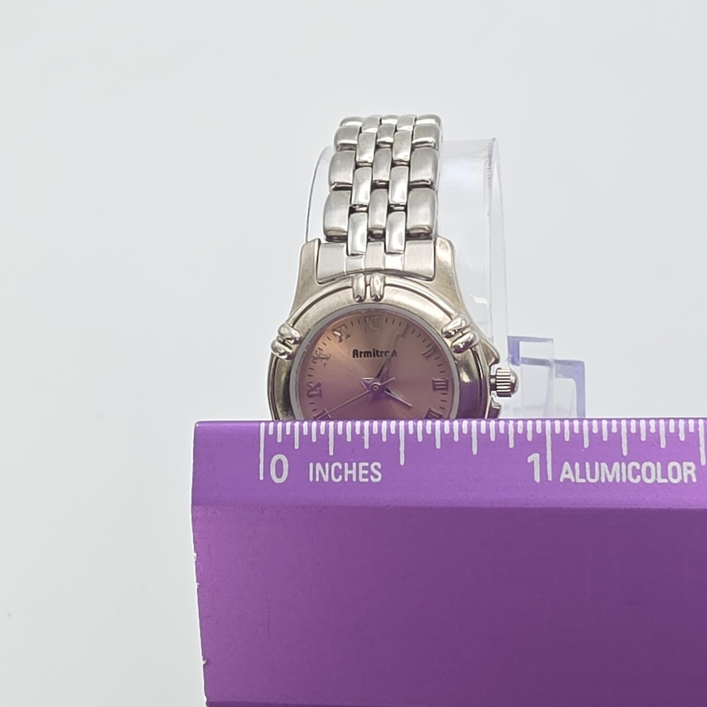 Vtg Ladies ARMITRON Watch Pink Dial Stainless Steel New Battery FREE $HIPPING!! - Picture 10 of 12